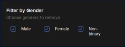 Filter deletion by gender