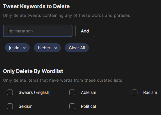 Delete by Keyword