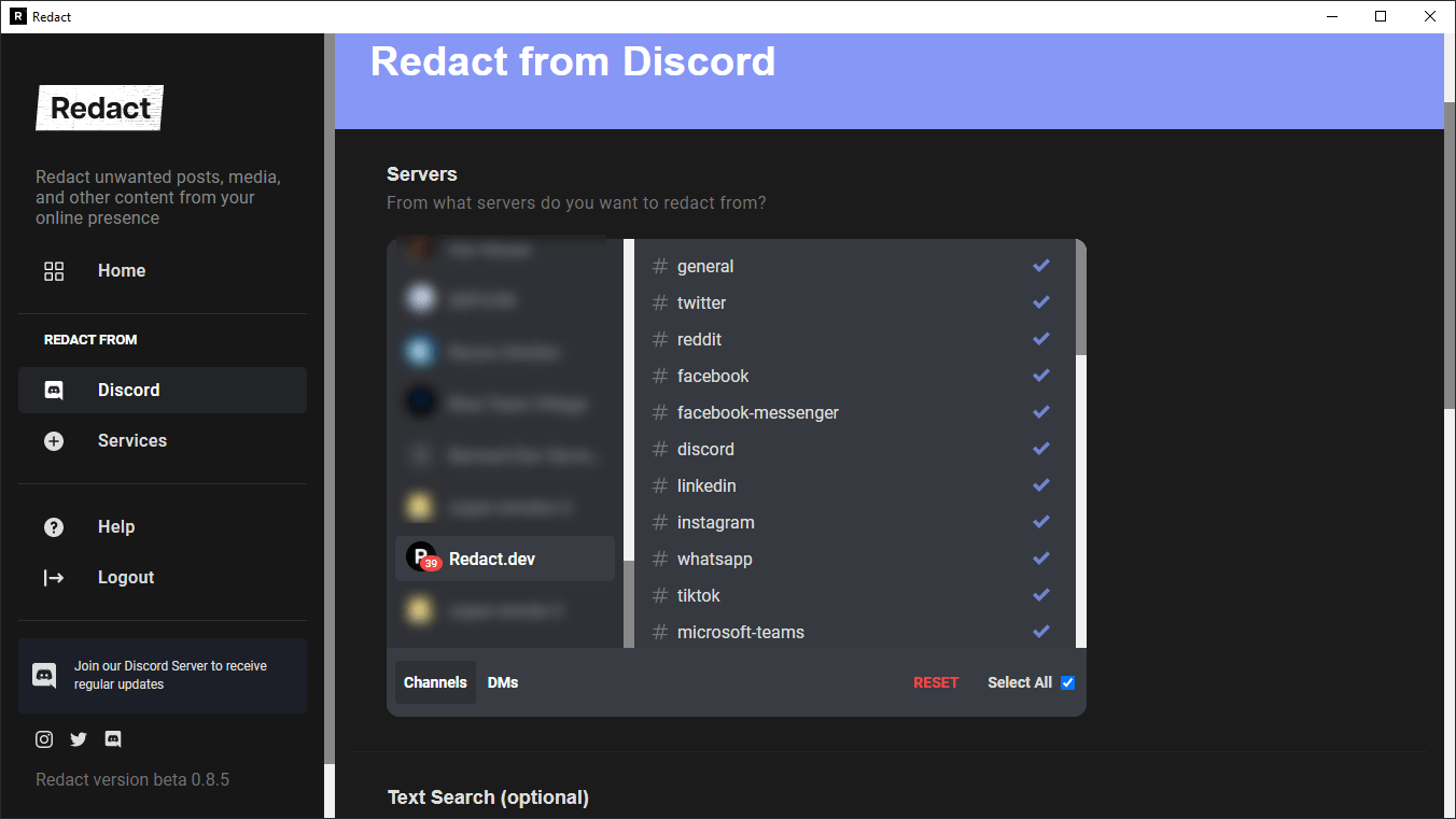 redact delete discord messages options
