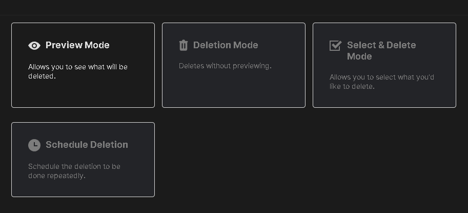 Redact's deletion mode options for Discord DMs