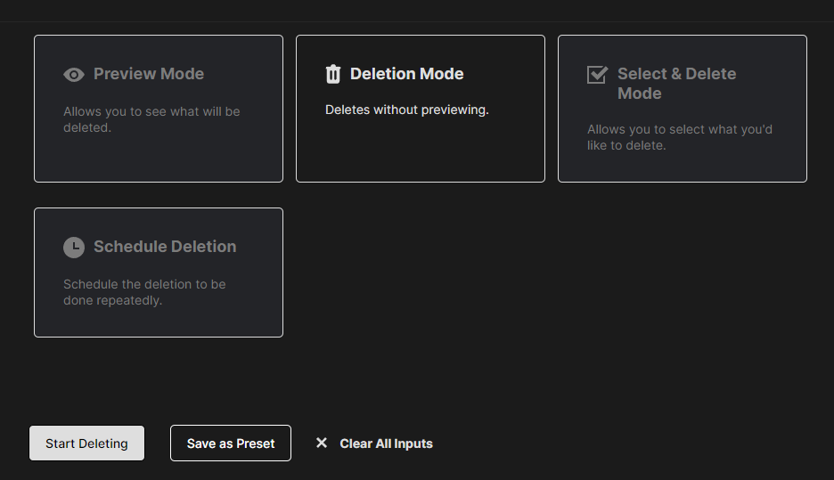 Redact's preview and delete mode controls