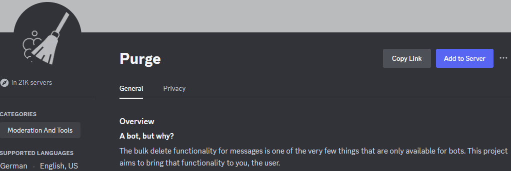 Purge bot for Discord