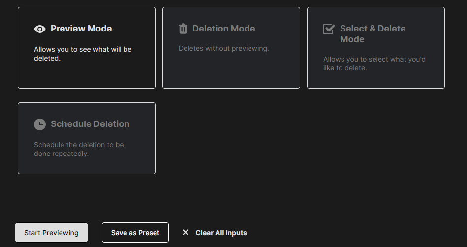 Redact's deletion mode options for removing Discord images