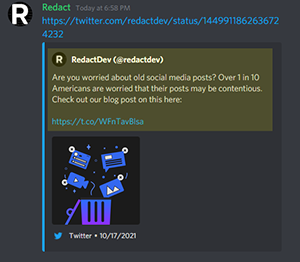 An example of embedded text highlighted in a Discord message