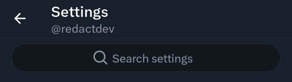 Searching for “data” in the Twitter / X mobile settings search bar