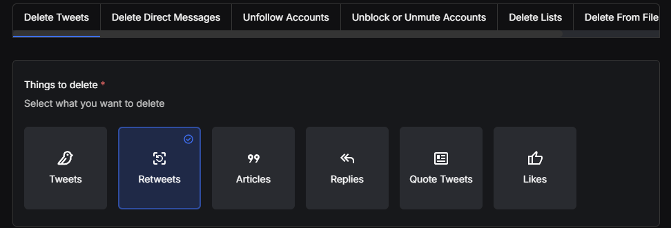 The Redact content type filter with Retweets selected