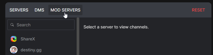 Select what server you want to delete from