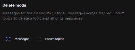 Choosing between messages and forum topics for moderator deletion