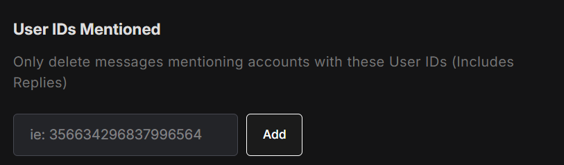 The User ID option in Redact.