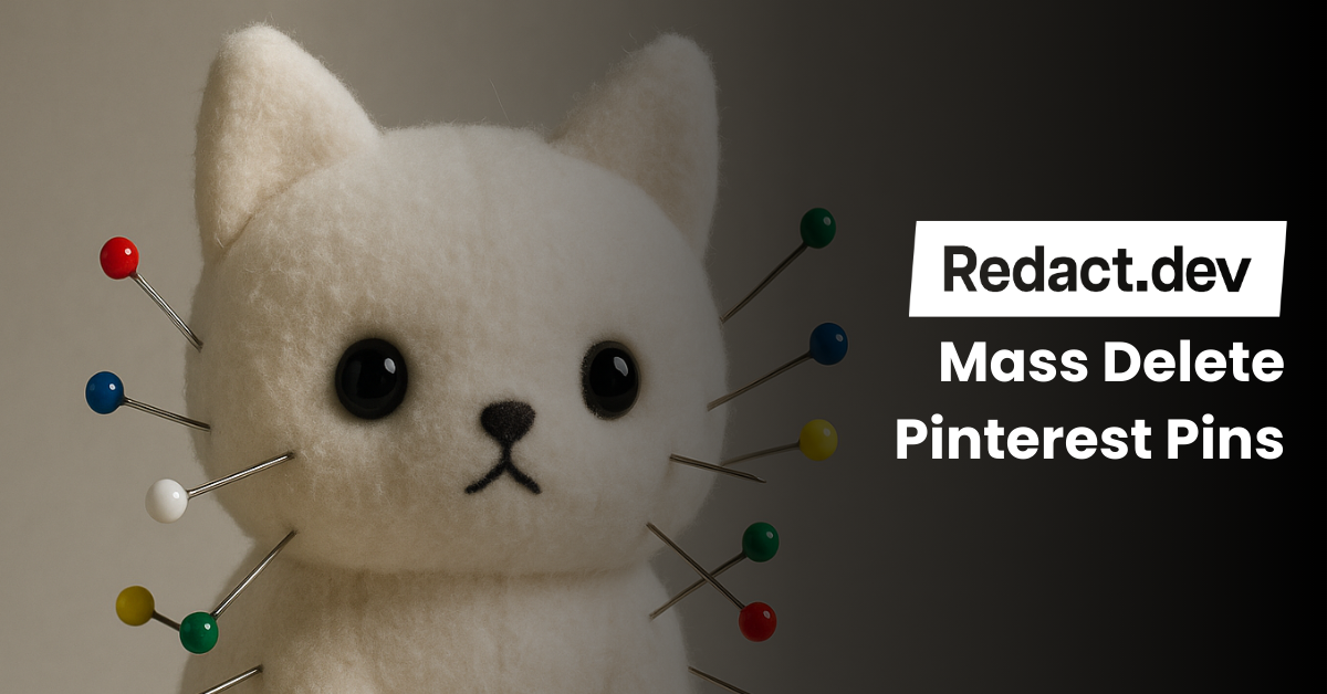 Mass delete pinterest pins with redact.dev