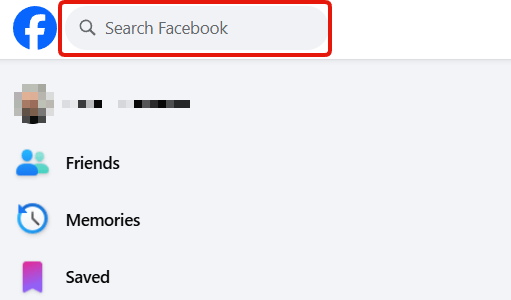 Searching for a friend in the Facebook search bar