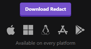 The redact.dev homepage with the Download button in the top right corner