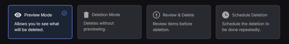 Redact gives you multiple deletion options for your Threads clean up. Preview Mode: Review what will be deleted before committing. Deletion Mode: Instantly delete everything that matches your filters. Select & Delete: Manually pick which tweets, likes, or DMs to remove.