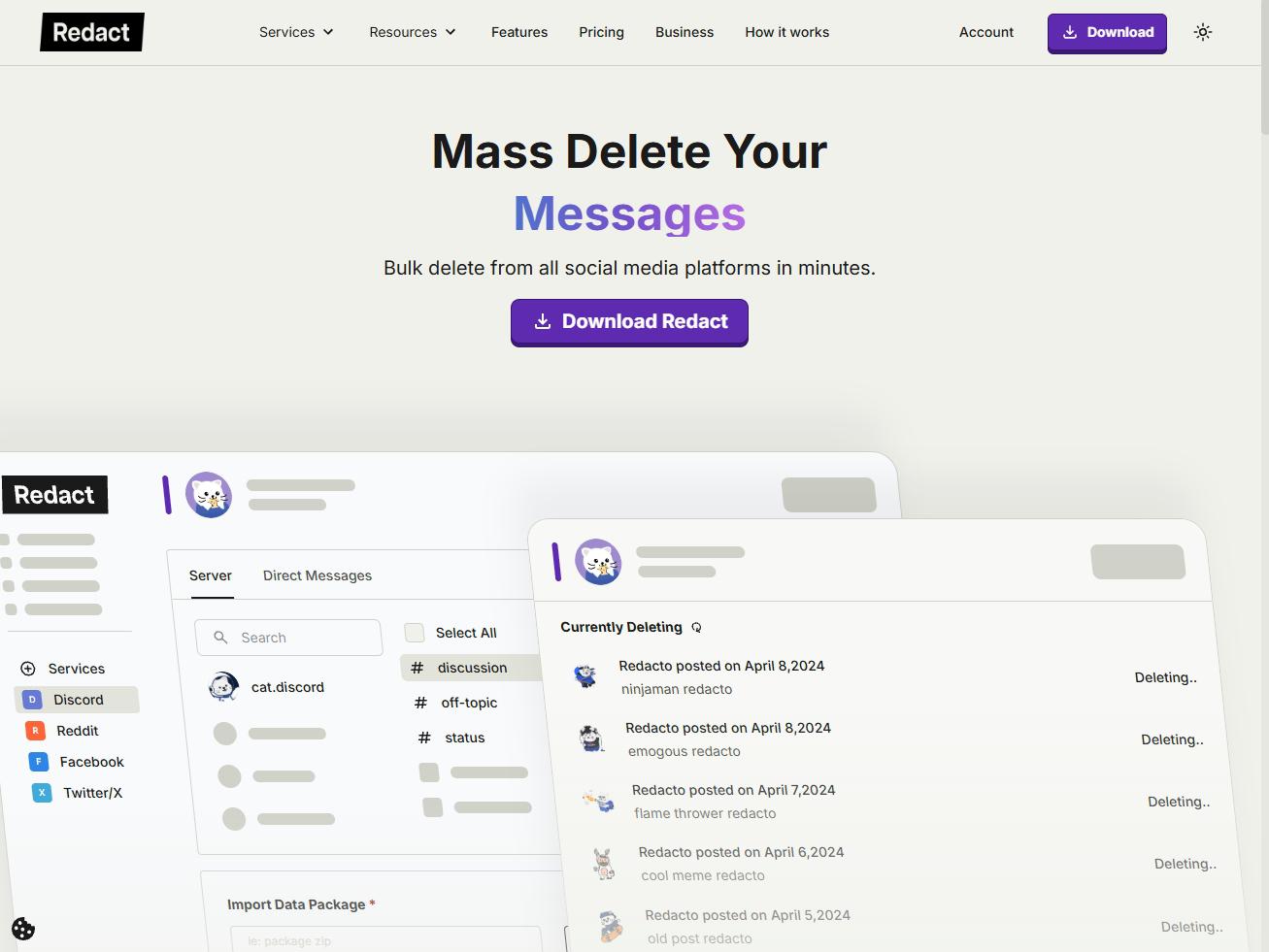 Redact.dev homepage