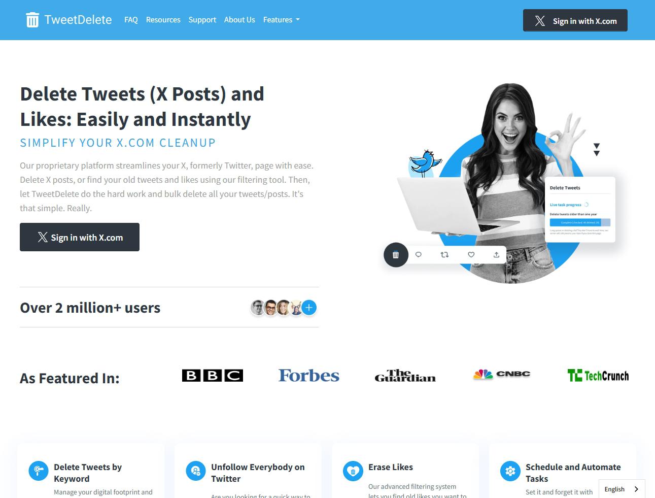 TweetDelete homepage