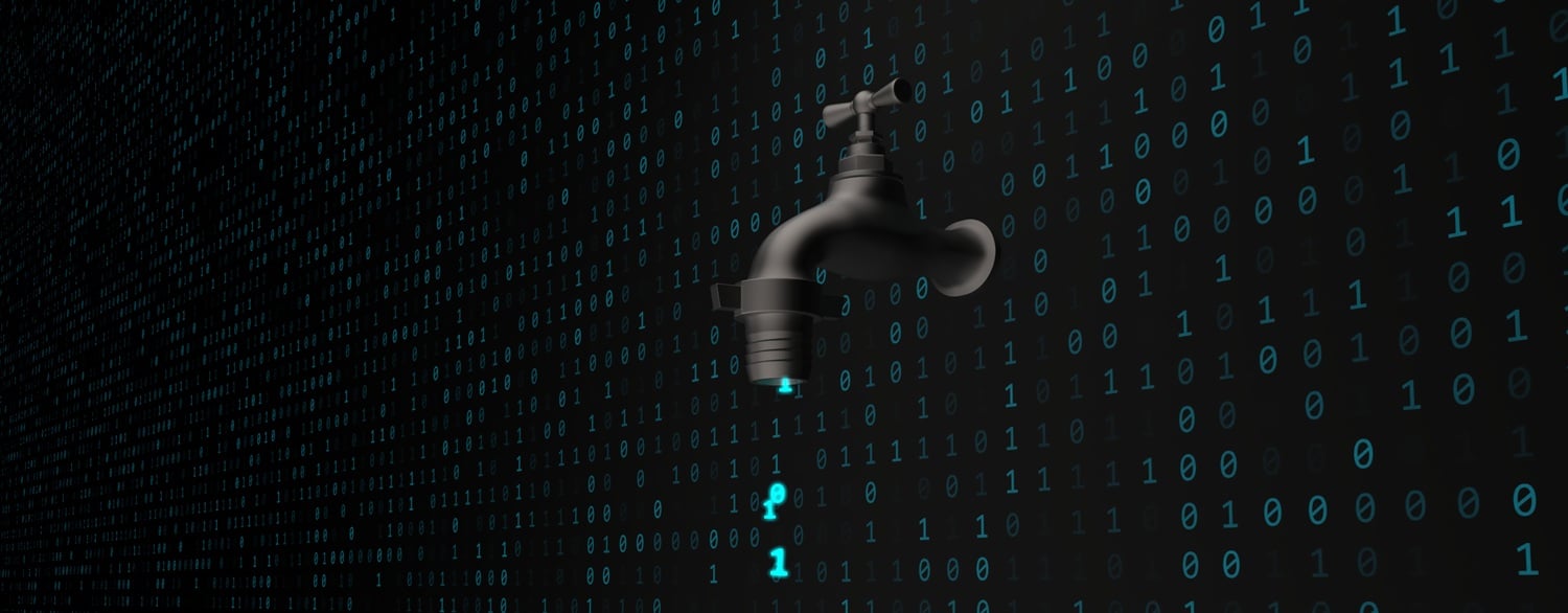 A tap dripping ones and zeros