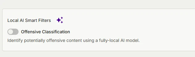 Redact's Local AI Smart Filters with the Offensive Classification setting