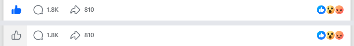 Facebook's Like button under a post, solid blue while liked and a grey outline after it's clicked