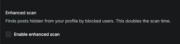 The Enhanced scan option with its Enable enhanced scan checkbox left unticked