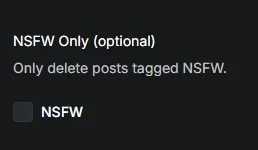 The NSFW Only option with its NSFW checkbox left unticked