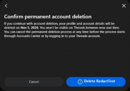 The Confirm permanent account deletion screen, with the deletion date and the final Delete button