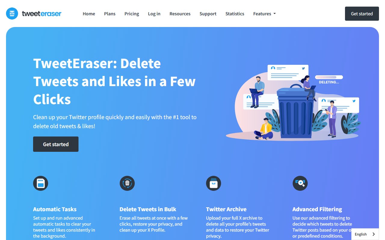 TweetEraser's homepage on October 15, 2026
