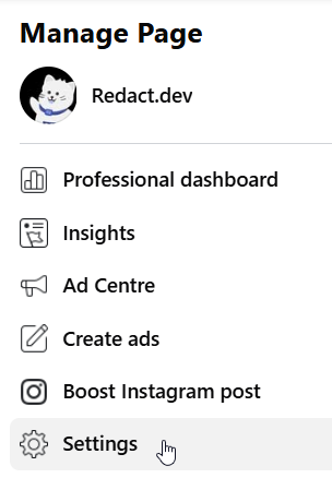 Go to your page and click Settings, it is on the left hand side.