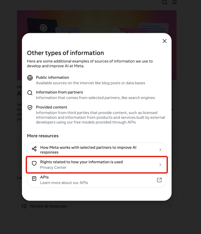 Other types of information, listing outside sources