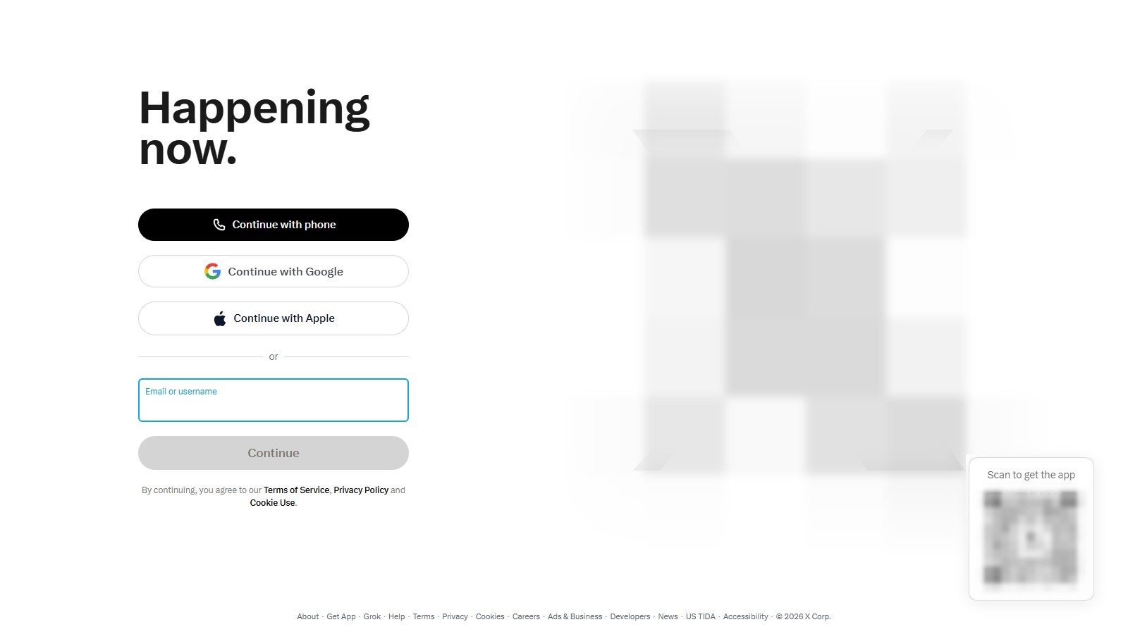 The X (Twitter) homepage