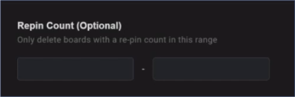 Delete Pinterest Boards Based on Re-pin Count Range