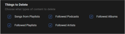Delete songs, playlists and followed podcasts, albums, playlists and artists