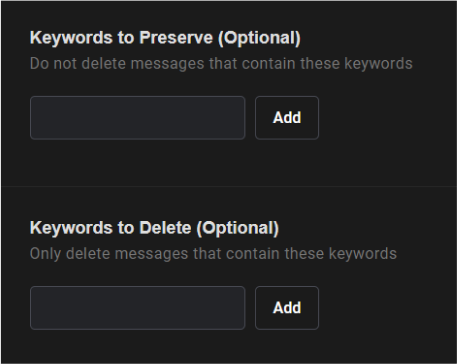 Delete or preserve Messages from specific keyword