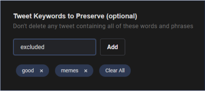 Keywords to preserve or exclude